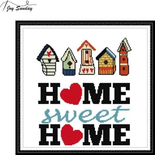 Joy Sunday Sweet Home Stamped Cross Stitch Kits Canvas Aida 14ct 11ct DMC Threads Embroidery Fabric for Cross Stitch Needlework