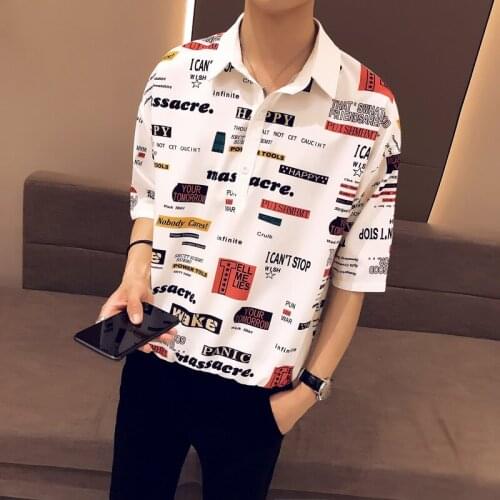 2019 New Mens Fashion Boutique Print Casual Half-sleeved Shirt / Dress Loose Thin Summer Comfortable Shirt Mens Clothing
