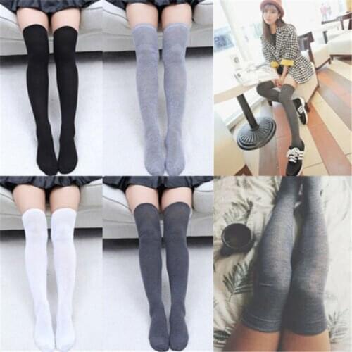 New Knee Socks Women Cotton Thigh High Over The Knee Stockings For Ladies Girls 2020 Warm Long Stocking Sexy Female