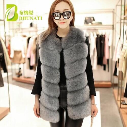 New Women Faux Fur Vest Solid Color Sleeveless Coat Horizontal Stripe Medium-Long Vest Casual Female Winter Vest
