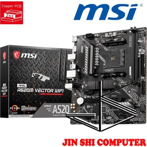 New MSI MAG A520M VECTOR WIFI AMD Socket AM4 Supports DDR4 Memory, up to 4600(OC) MHz PCI-E Gen3 x4 Turbo M.2
