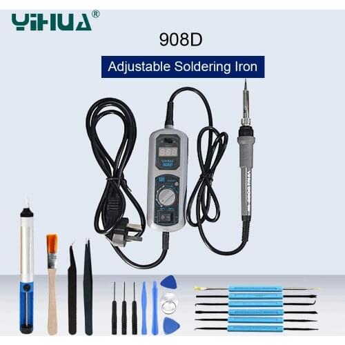 YIHUA 908D Soldering Station Mini Portable Adjustable Electric Soldering Iron Kit Digital Display Rework Stations Welding Repair