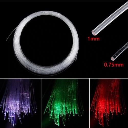 50mx0.75mm/1.0mm PMMA Plastic Fiber Optic Cable End Glow Led Light Clear DIY For LED Star Ceiling Light Drop Shipping