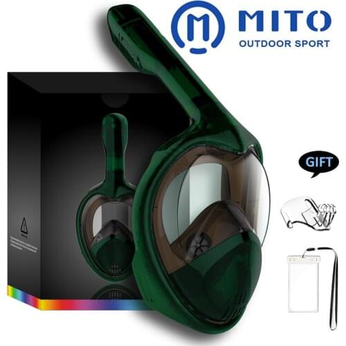 2021 Full Face Snorkeling Masks Panoramic View Anti-fog Anti-Leak Swimming Snorkel Scuba Underwater Diving Mask GoPro Compatible