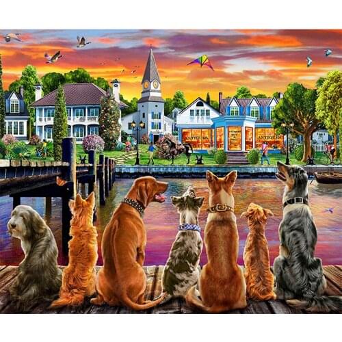 Full Round drill 5D DIY Diamond embroidery City Dog Diamond Painting Cross Stitch Rhinestone Mosaic decoration SSYP-new-078