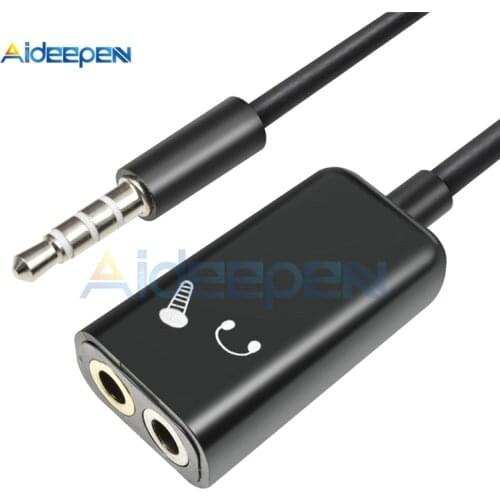 3.5mm Male to Female Double Jack Headphone Splitter Microphone Audio Adapter 2 In 1 Headphone Microphone Hole For Moblie Phone