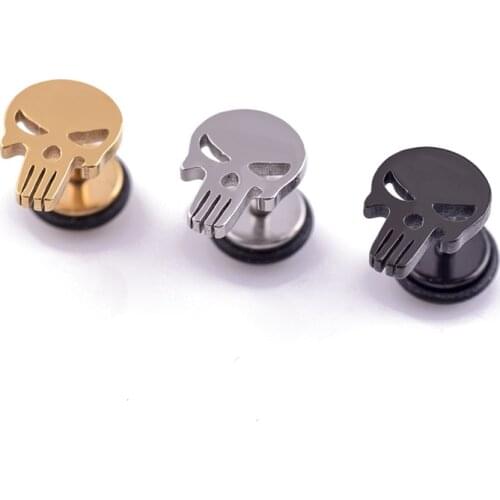 1 piece Fashion Skull Stud Earrings Punk Rock Style For Women men High Quality Stainless steel Hiphop Ear Jewelry Gifts