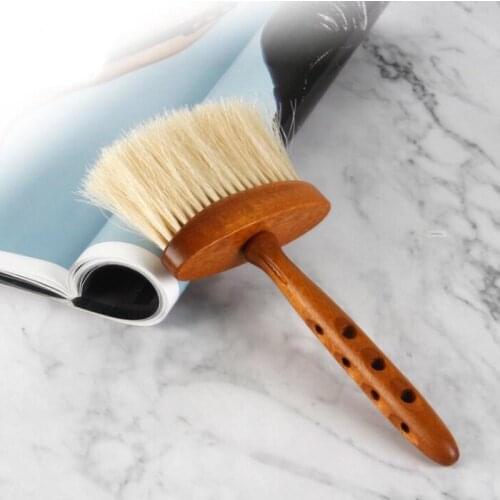 1pc wood handle Hair Brush long shaving brush Salon Barber sweep clean brushes Styling Tools