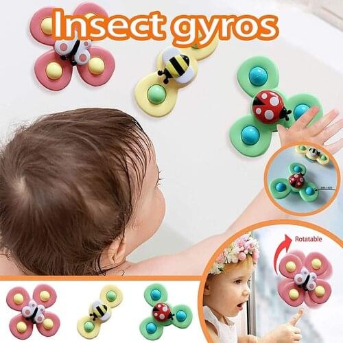 Cute Cartoon Insects Suction Cup Spinner Toy Funny Kids Toys Baby Rattle Spin