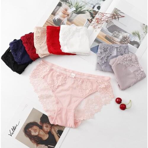New product cotton bottom crotch cloth lace trim sexy breathable womens mid-waist womens panties
