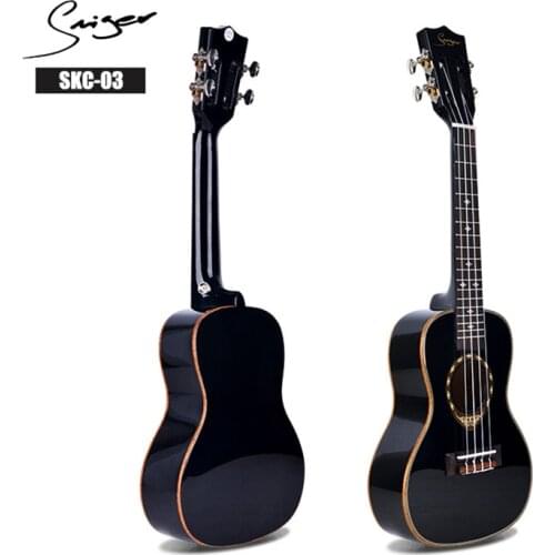 Smiger Spruce Ukulele SKC-03 24 Inch Concert Luxury Black Ukulele High-Gloss Die-cast 4 String Guitar Music Instrument