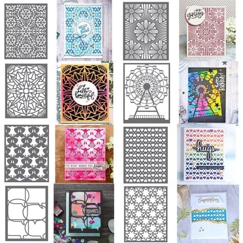 Stained Glass Hearts Starburst Ferris Wheel Conversationl Background Cutting Dies for DIY Scrapbooking Cards Crafts New 2021