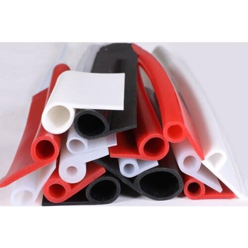 Custom Silicone Rubber Solid Seal Strip Temperature Resistance P 9 q Shape 1m Red Milky White