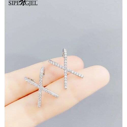 SIPENGJEL Fashion Geometric X Shape Earrings Punk Personality Curvilinear Stud Earrings For Women Party Jewelry 2021