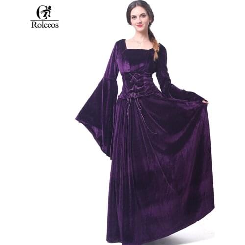 ROLECOS Medieval Renaissance Victorian Women Evening Dresses Medieval Noble Costumes Masquerade Party Ball Gown Dresses Costumes