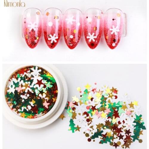 1box Xmas Series Nail Sticker Decoration Manicure Mix Holographic Snowflake Christmas Tree Nail Glitter Sequins Nail Art