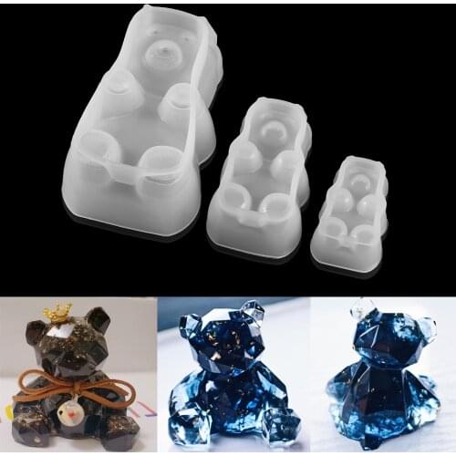 1pcs 3D Bear Silicone Mold DIY Baby Birthday Party Cake Decorating Tools Cupcake Topper Fondant Baking Chocolate Candy Molds
