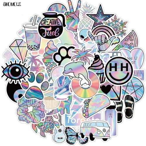 50PCS Holographic Stickers Gift Toys For Kids Girl Pretty DIY Stationery Guitar Phone Notebooks Laptop Graffiti Decal Sticker F5
