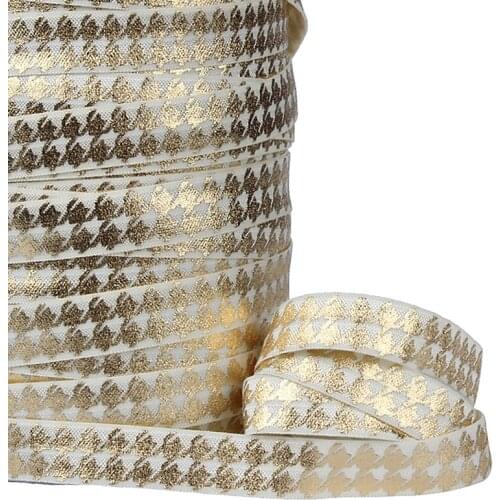 100Y/lot) New houndstooth patterned foe ribbons fold over elastic