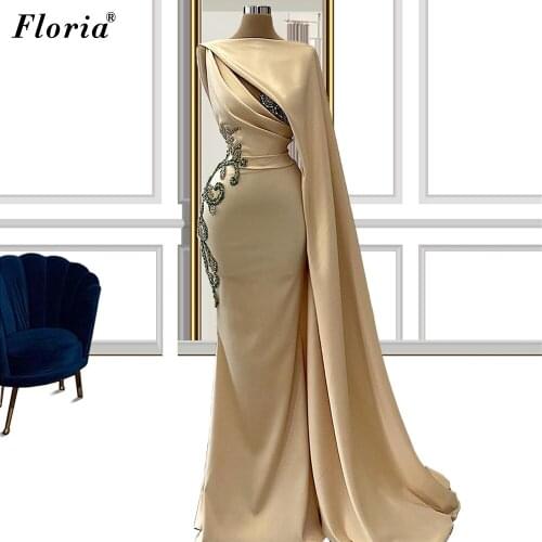 2021 Muslim Evening Dresses Long Mermaid Celebrity Dresses Evening Wear One Shoulder Prom Gowns Wedding Party Dresses Vestidos
