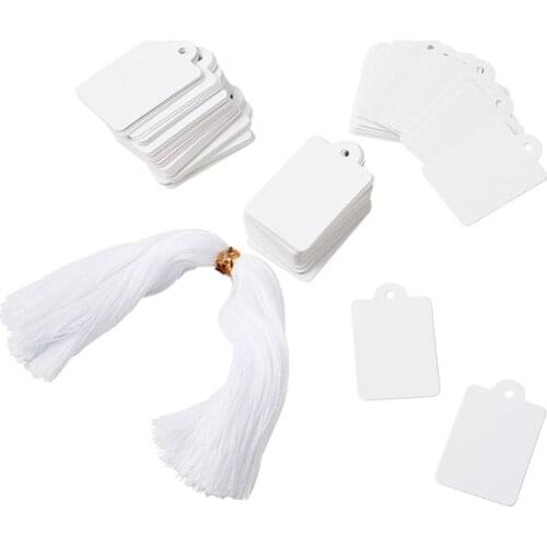 500pcs/bag White Jewelry Display Paper Price Tags 45x28mm, with Cotton Cord 18cm Accessories Findings