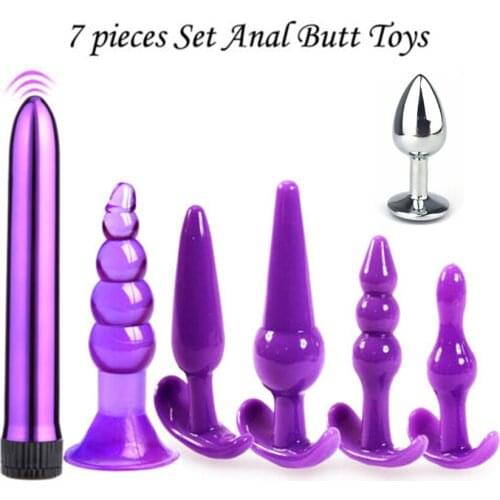 7Pcs Anal Plug Trainer Kit Waterproof Butt Plug G-Spot Prostate Massager Sex Toy For Women Men Sex Tool Aid Cosplay Couple Game