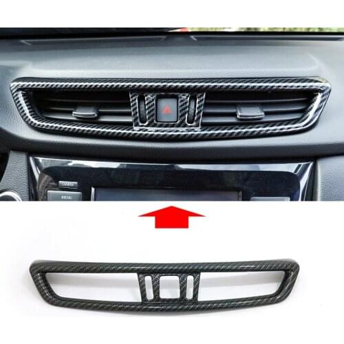 ABS Carbon fiber For Nissan Qashqai j11 2015 2016 2017 2018 Middle Air Conditioning AC Outlet Vent Cover Trim car styling 1pcs