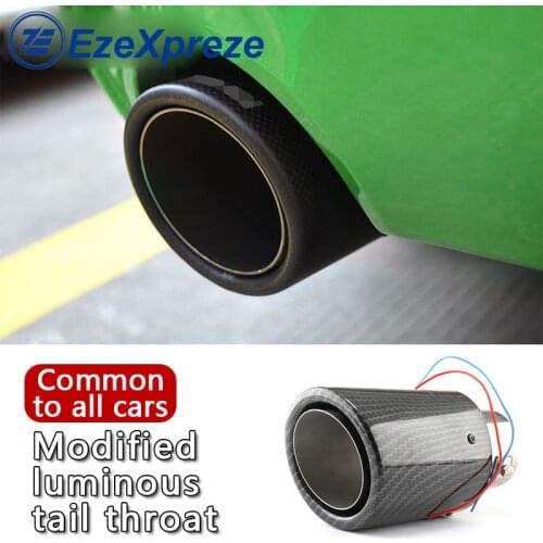 Car Carbon Fibre Glossy Exhaust System Muffler Pipe Tip Straight Universal Black Stainless Mufflers Decorations RV Car