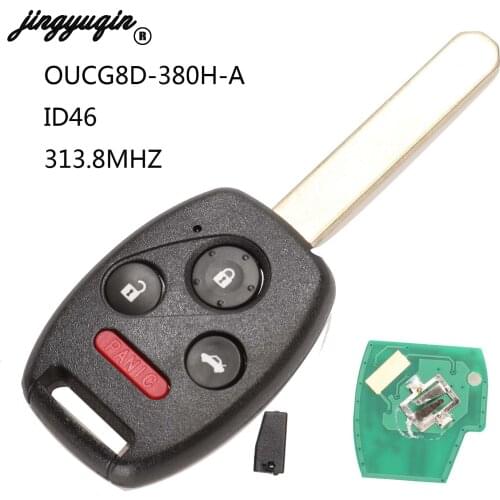 Jingyuqin 313.8Mhz Car Remote Keyless Key For Honda Accord 2003 2004 2005 2006 2007 With ID46 Chip Complet Remote Key