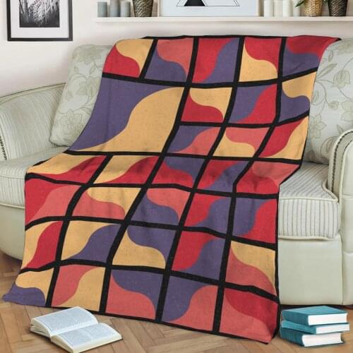 Abstract Geometric Pattern 3D Printed Velvet Plush Throw Fleece Blanket Bedspread Sherpa Blanket Home Decora