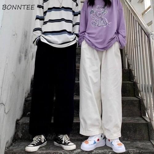 Pants Women Harajuku Wide Leg Trousers Fashion Summer Couples Loose Elastic High Waist All-match Casual Student College Solid