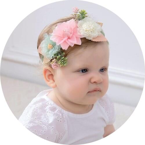 Flower Headbands For Girls Handmade Floral Nylon Elastic Hair Band Baby Headband Fashion Headwear Newborn Hair Accessories