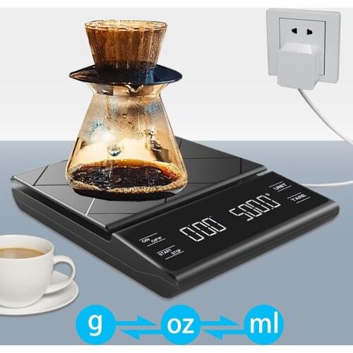 Kitchen Precision Electronic Scale with Timer Portable LED Digital Smart Coffee Scale Touch Screen House Weight Balance with Pad