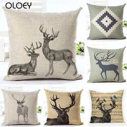 Geometric Deer Cushion Cover Nordic Style Home Decorative Pillow Case Shipping Custom Elk New 24 Styles Linen Pillow Cover