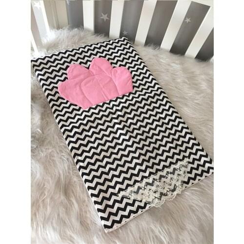 Jaju Baby Handmade, Pink and Black Zigzag Combination Baby Diaper Changing Matte