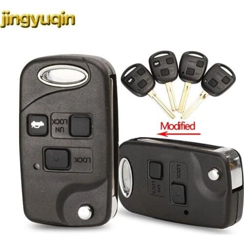 Jingyuqin Remote Flip Car Key Shell For Toyota Yaris Prado Tarago Camry Corolla TOY43/TOY47/TOY48 Blade+Rubber Button Pad