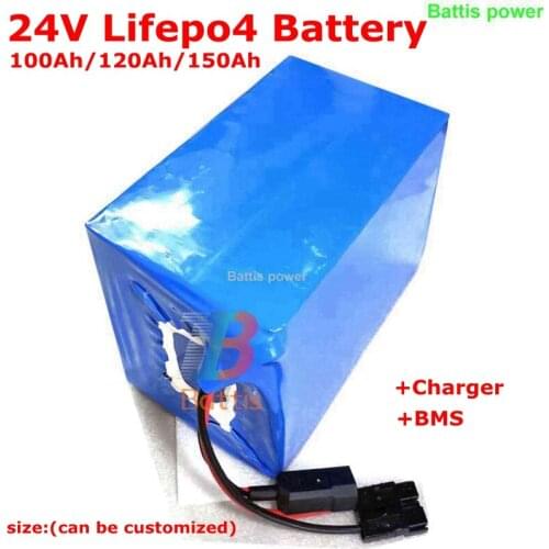 Lifepo4 24V 100Ah 120Ah 150Ah lithium battery pack with PVC case for caravan Tricycle storage boat Solar systerm+10A Charger