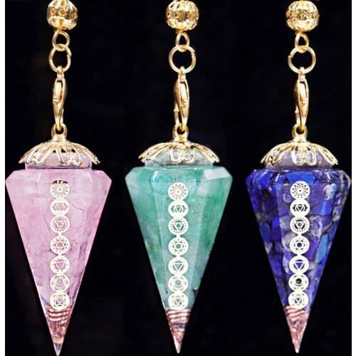 Chakra Crystal Orgonite Reiki Pendulum Natural Stone Amulet Healing Energy Meditation Hexagonal Pendanr For Women Jewelry