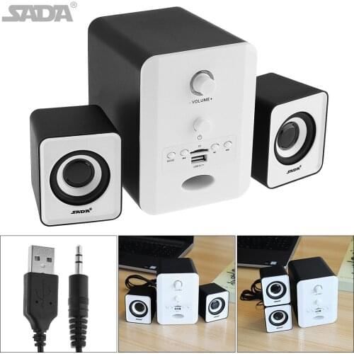 Mini Stereo Combination Speaker Portable Column Subwoofer Computer Speaker 3.5mm Audio Plug Support TF Card Play for Desktop PC