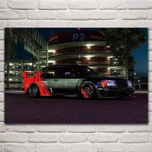 Custom modified sport car vehicle night street living room home art decor wood frame fabric poster KP716