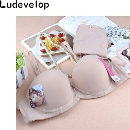 Fashion Women Seamless Bra Brief Sets Push Up Padded High Quality Soutien Gorge Underwire 1/2 Cup Strapless Bra set Underwear