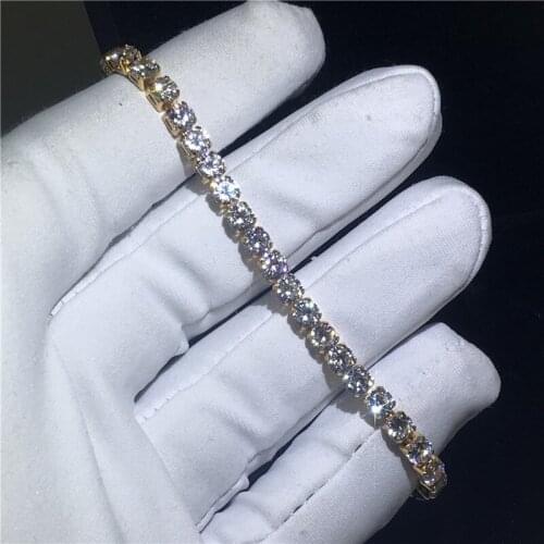 Fashion Tennis bracelet 5A cubic zirconia Yellow Gold Filled Engagement wedding bracelets for women wedding accessaries
