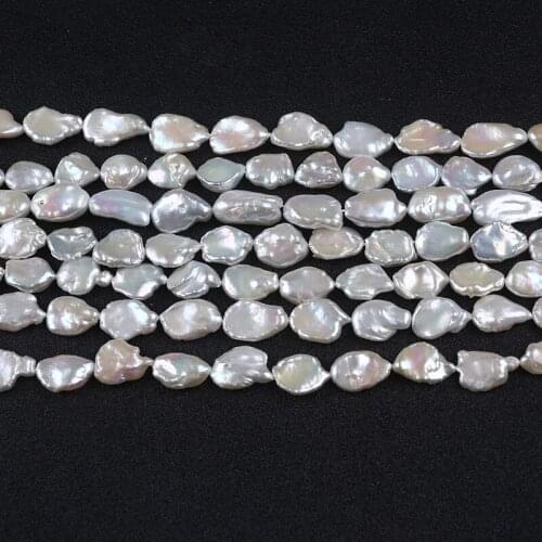 Natural white 13-14mm loose keshi pearl beads strand for jewelry making