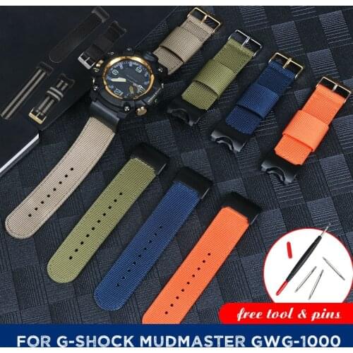 Nylon Replace Wrist Strap For Casio G-Shock Mudmaster GWG-1000 Band Army Green Canvas Watch Belt Gshock GWG1000-1A Watchbands