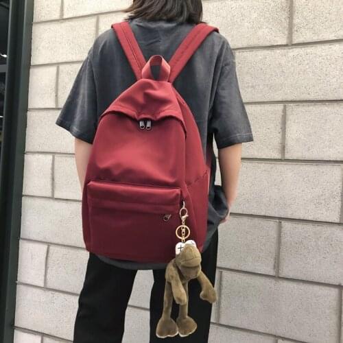 New Solid Color Nylon Backpack Lovely Girl School Canvas Backpacks Female Casual Travel Bookbag For Teenagers Girls Shoulder Bag