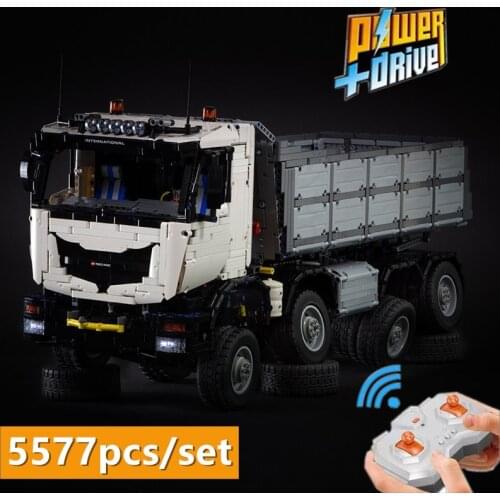 New moc RC dump truck 8x8 giant truck remote control electric Fit LeGINGlys MOC-5287 Kits Building Blocks Bricks Diy Toys Gift