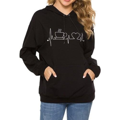 Autumn Harajuku Hoodies For Girls Casual Heart Print Sweatshirts Women Long Sleeved Hoodies Pullovers Hooded Tops