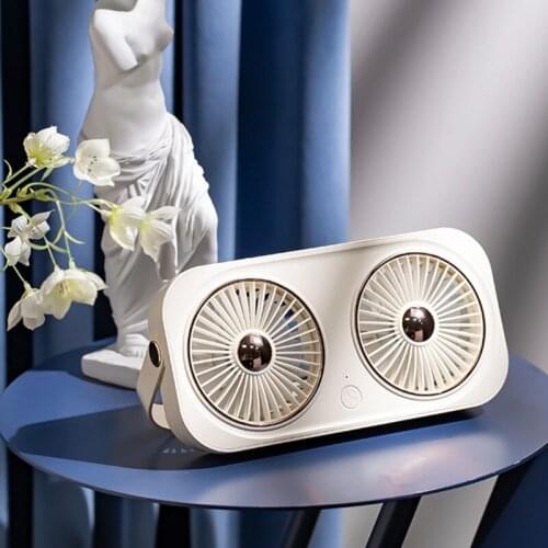 Double Head Portable Fan Battery Operated Rechargeable Fan Handheld USB Fan for Home Office Outdoor Travel