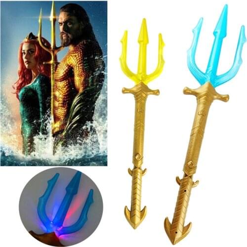 Movie Superhero Cospaly Props Trident Toy Arthur Curry Orin Weapon Light sword light up led Flashing Lightstick For Boys Gift