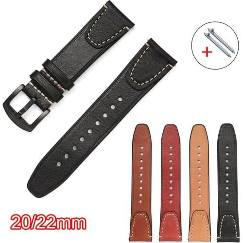 22mm 20mm Genuine Leather Band For Samsung Galaxy Watch 3/46mm/42mm/Active 2/Gear S3 Bracelet Huawei Watch GT/2/2e/Pro Strap